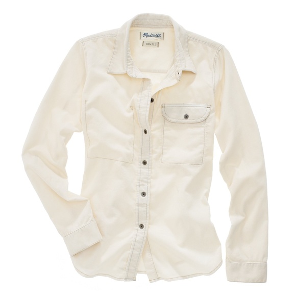 Madewell Tops - MADEWELL Shrunken Corduroy Boyshirt Cream {P37}
